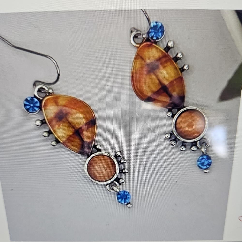 A Girl Thing Orange and Blue Earrings
